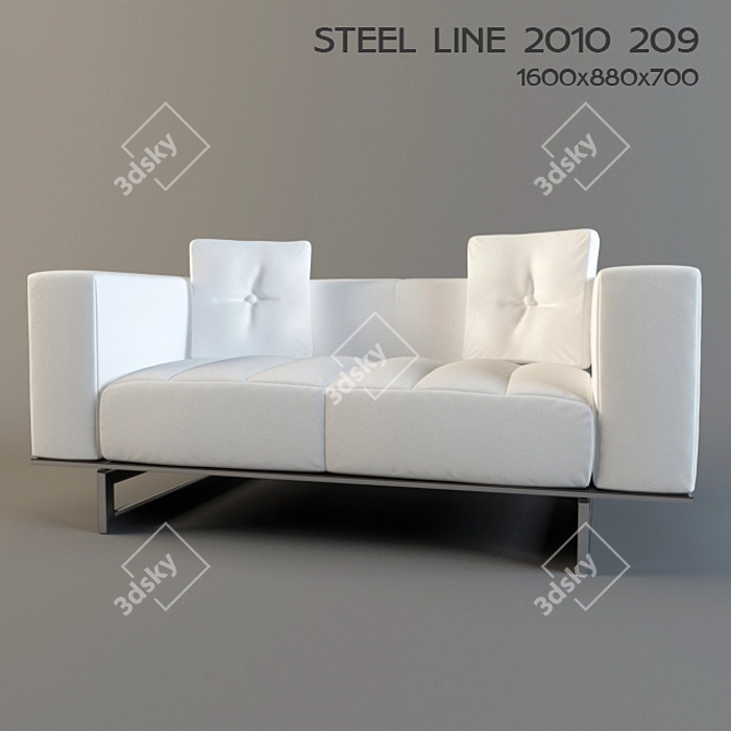 Modern White Two-Seater Sofa 3D model image 1