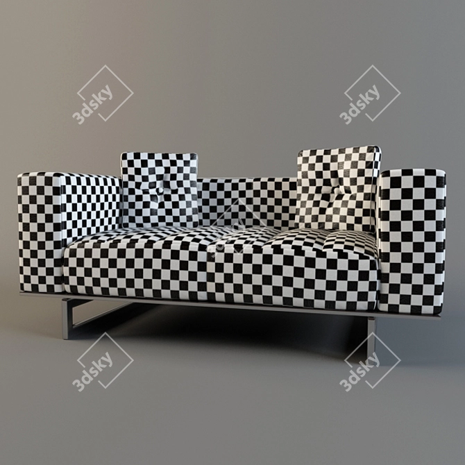 Modern White Two-Seater Sofa 3D model image 2