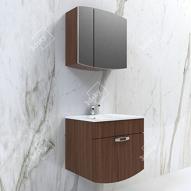 Modern Vanity Set with Sink 3D model image 1