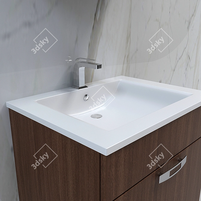 Modern Vanity Set with Sink 3D model image 2