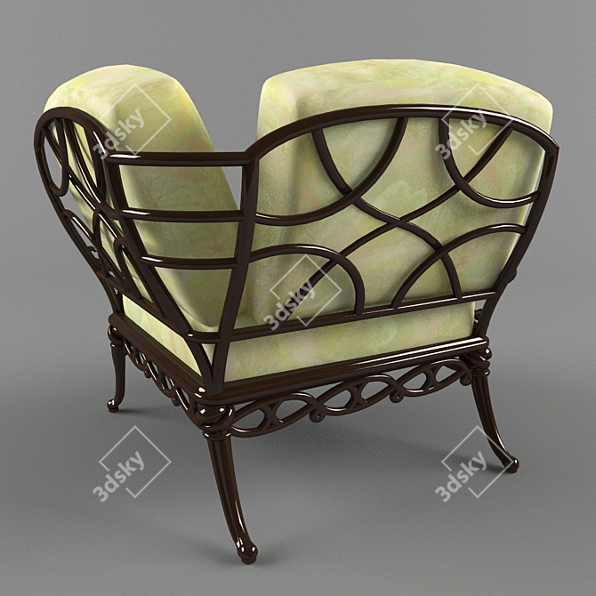 Title: Classic Wooden Corner Chair 3D model image 3