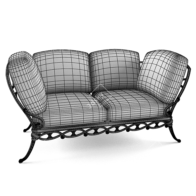 Title: Classic Wooden Sofa 3D model image 2