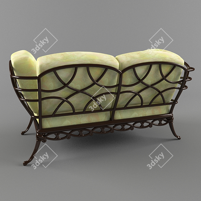 Title: Classic Wooden Sofa 3D model image 3