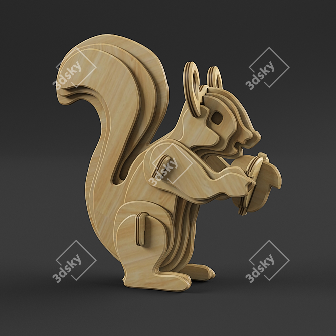Title: Wooden Squirrel Model Kit 3D model image 2