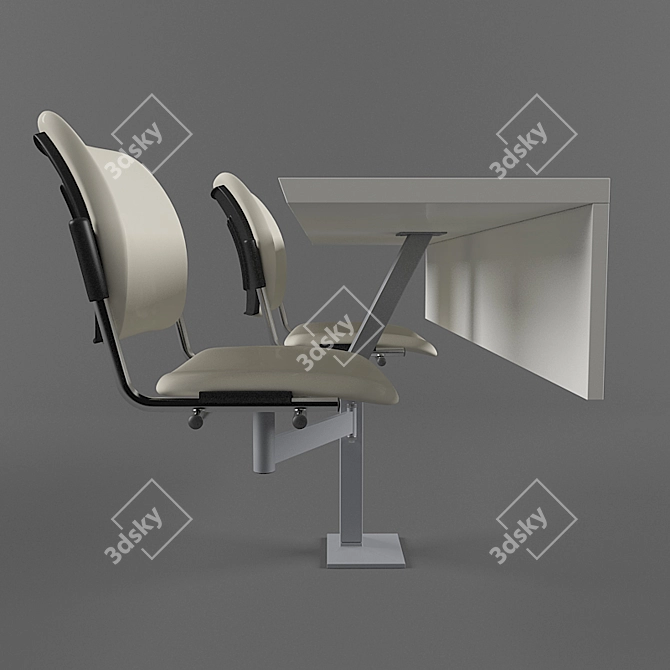 Modern College Chairs & Table Set 3D model image 3