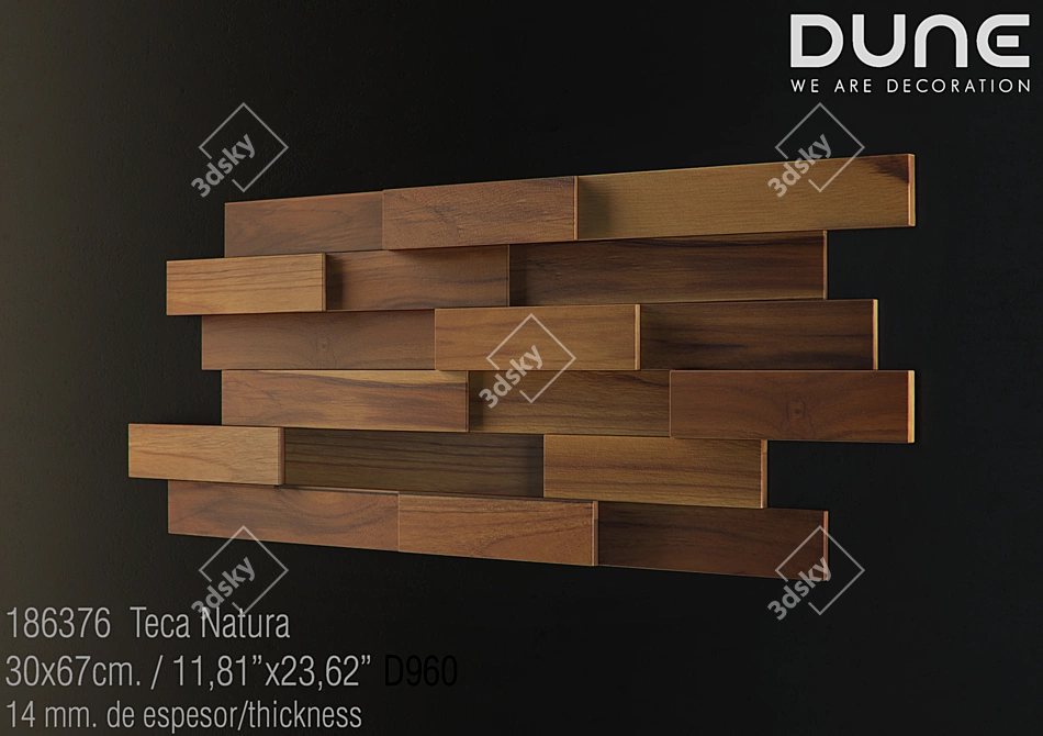 Nature-inspired Teca Wall Tile 3D model image 1