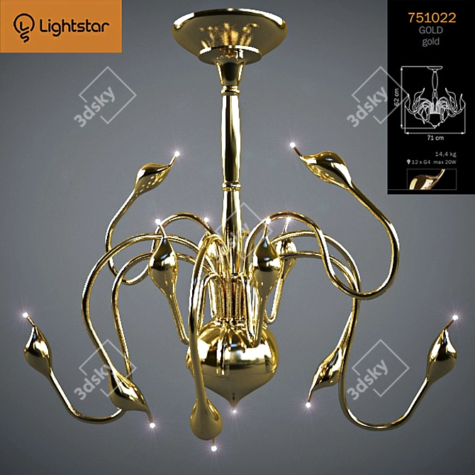 Italian Chandelier CIGNO COLLO - Elegant Pendant Light with Gold Metal 3D model image 1