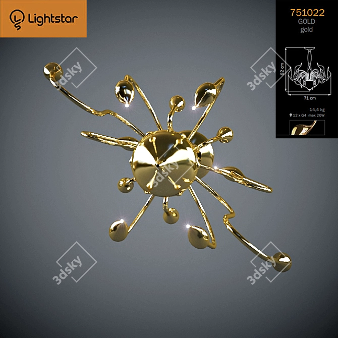 Italian Chandelier CIGNO COLLO - Elegant Pendant Light with Gold Metal 3D model image 2