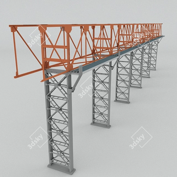 Versatile Cable and Pipe Industrial Rack 3D model image 1