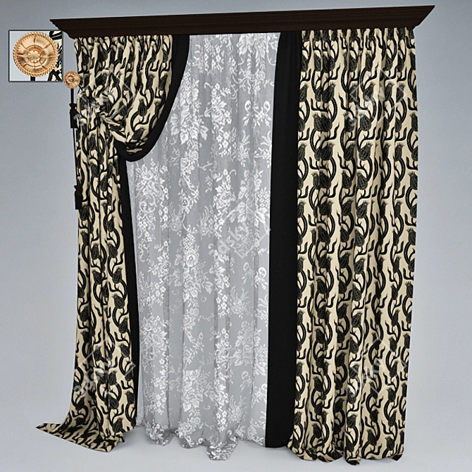 Bedroom Bliss: Stylish Curtain 3D model image 1