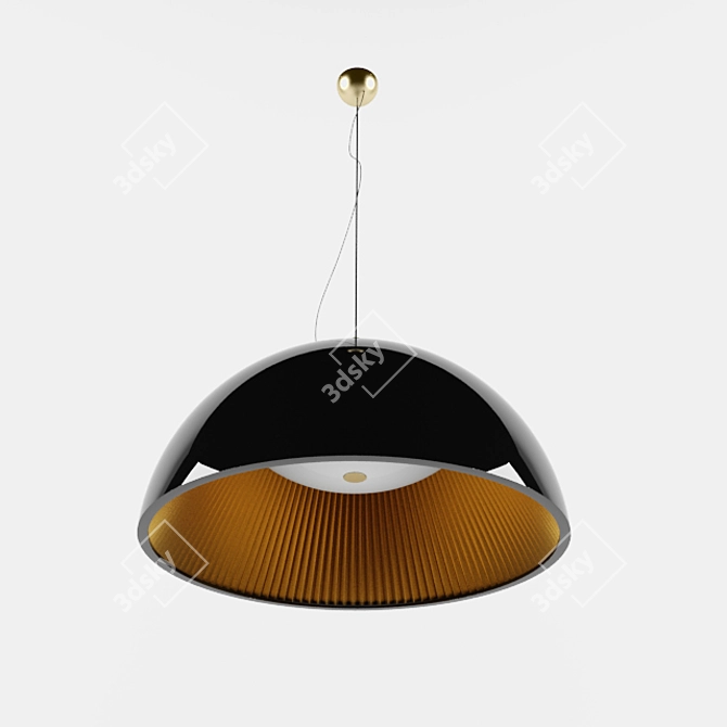 Black Lacquered Pendant Light - Elegant and Chic Design 3D model image 1