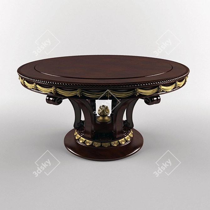 Elegant Wood & Gold Table 3D model image 1