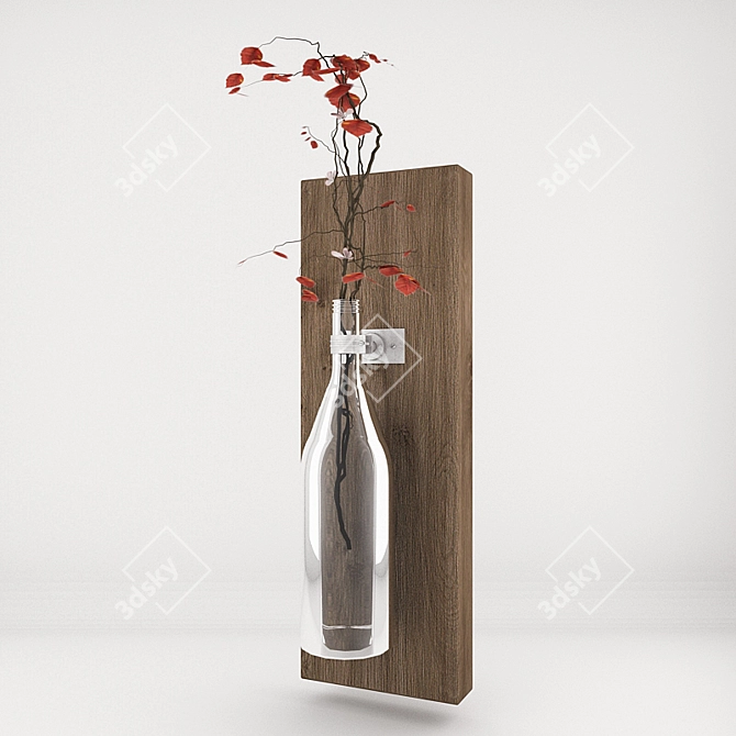 Rustic Bottle Branch Wall Decor 3D model image 1