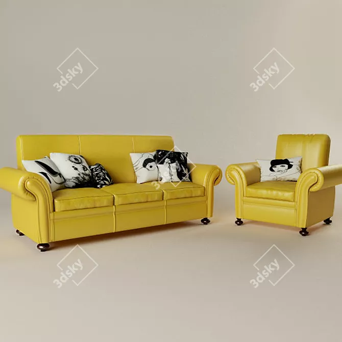 Italian Sofa by Consorzio Cabiate 3D model image 1