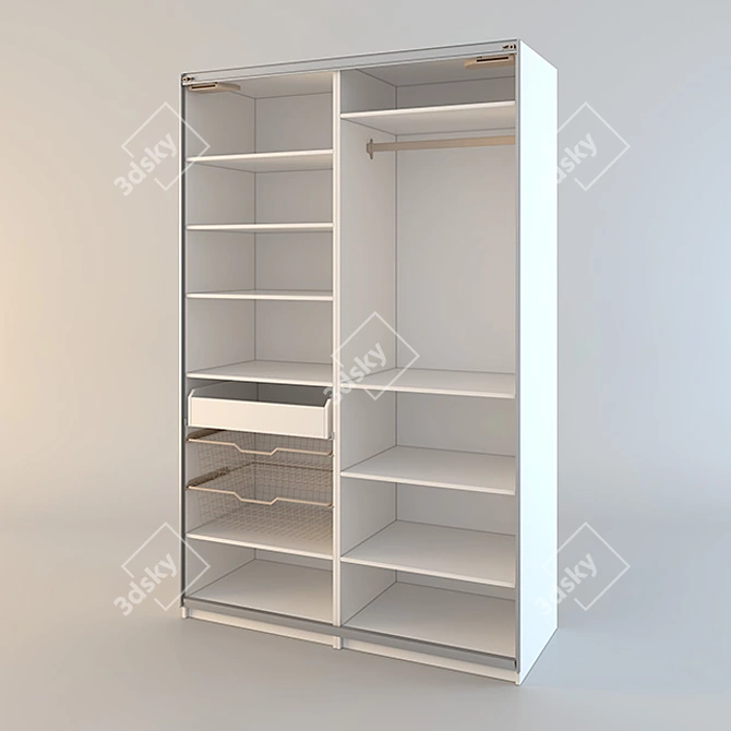 Sleek White PAX Wardrobe with Sliding Doors 3D model image 2