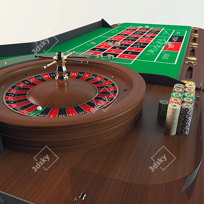 Casino Roulette Table 3D model image 2