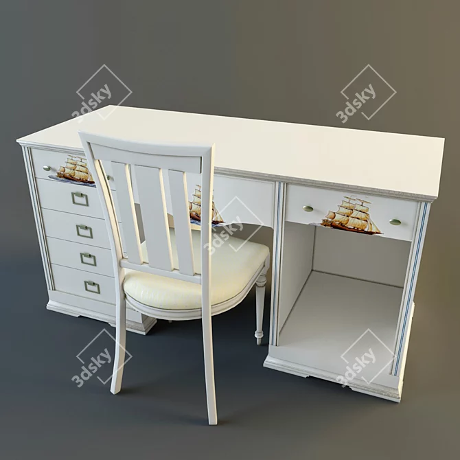 Elegant Domus Table Set 3D model image 1