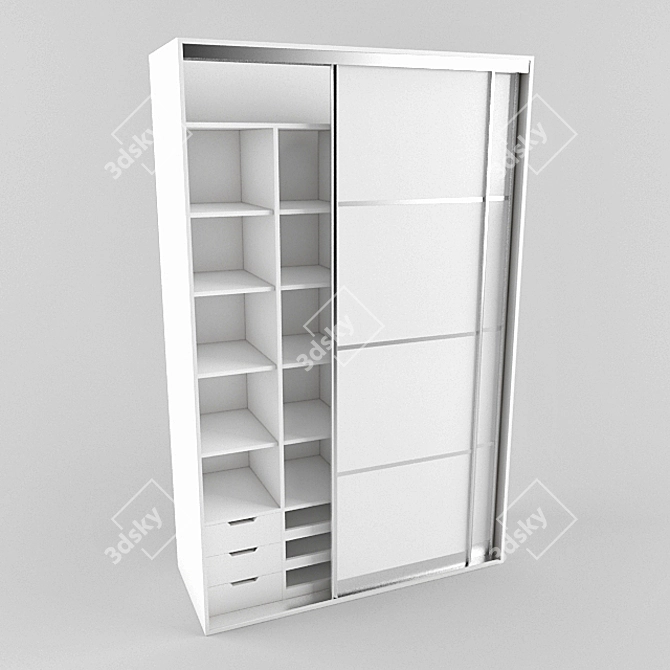 Child's Built-in Wardrobe 3D model image 1