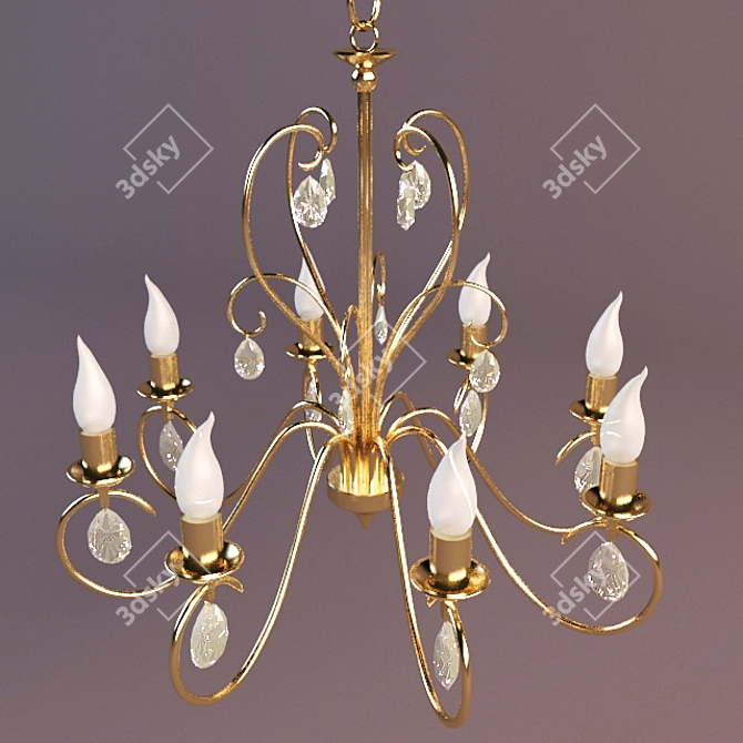 Orion Classic Chandelier - Gold/Chrome - 8-Light 3D model image 2