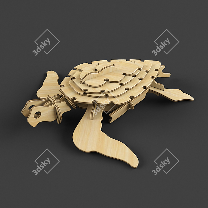 Wooden Turtle Model: 3D-FBX Files - 2011 & 2014 Versions 3D model image 1