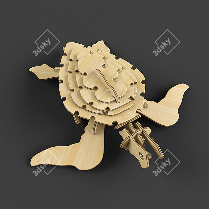 Wooden Turtle Model: 3D-FBX Files - 2011 & 2014 Versions 3D model image 2