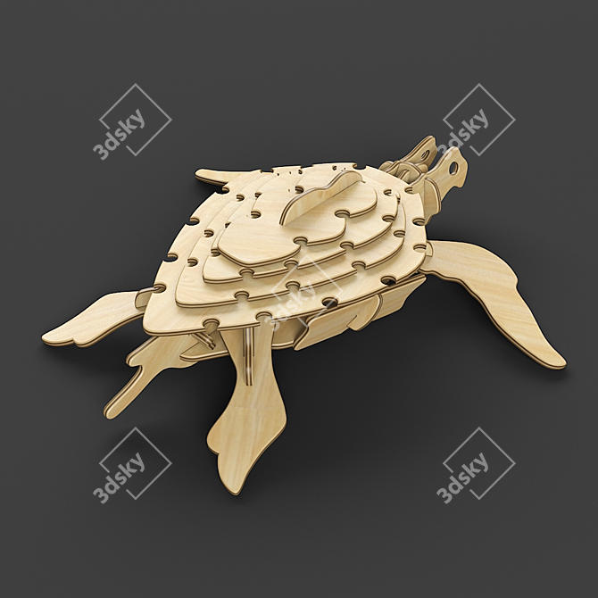 Wooden Turtle Model: 3D-FBX Files - 2011 & 2014 Versions 3D model image 3