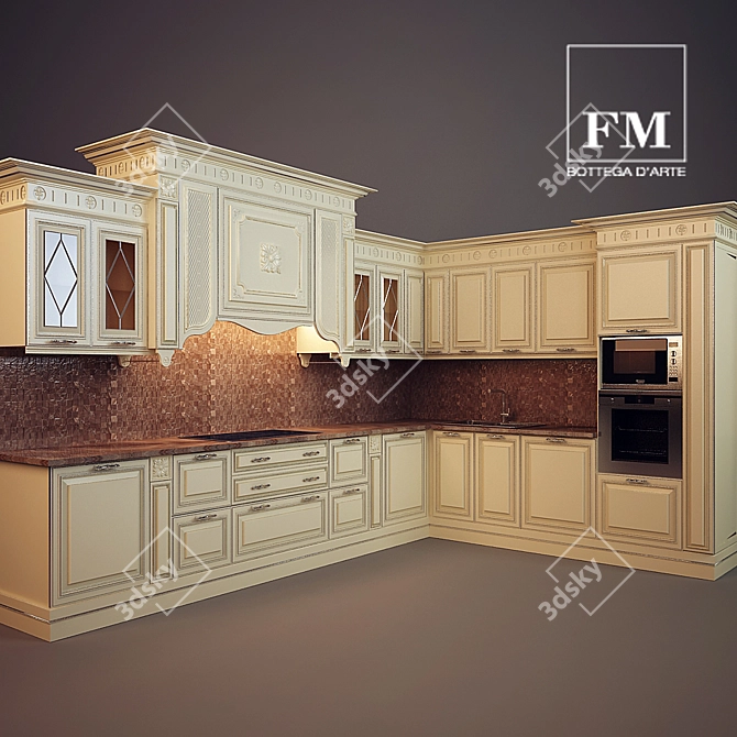 Italian Classic: FIRENZE Kitchen 3D model image 1