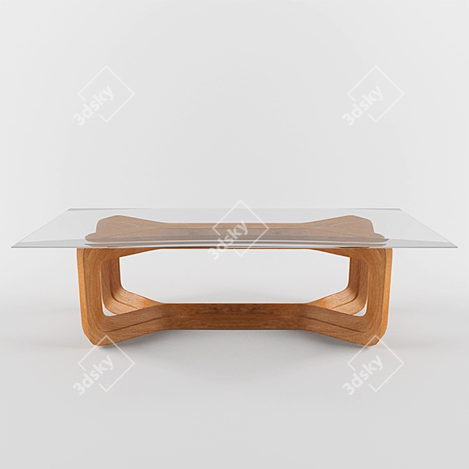 Rustic Wood Glass Top Table 3D model image 1