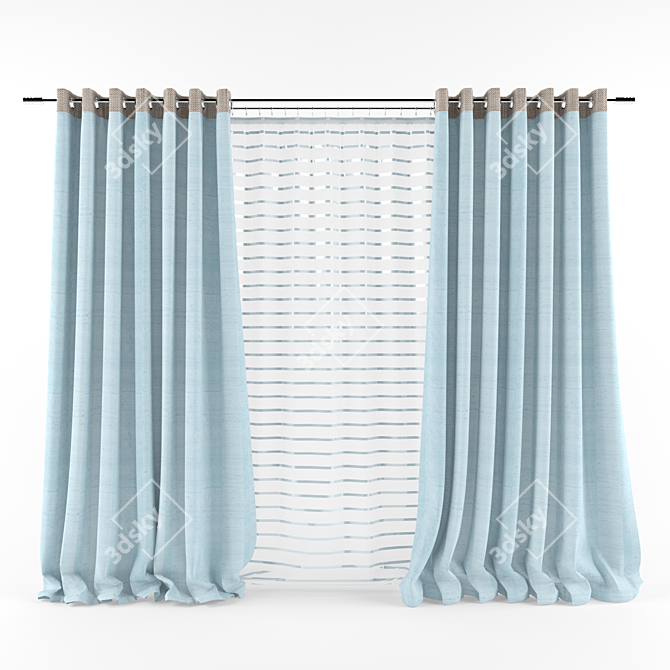 Eyelet Curtain with Sheer 3D model image 1