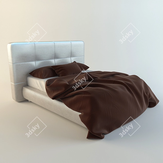 Stylish Double Bed 3D model image 1