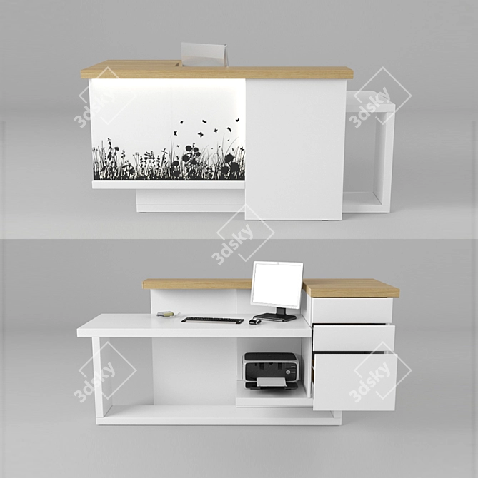 Modern Reception Desk - Custom Design 3D model image 1