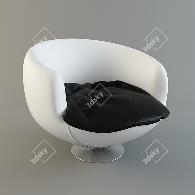 Elegant Mono-Color Chair with Leather Cushion 3D model image 1