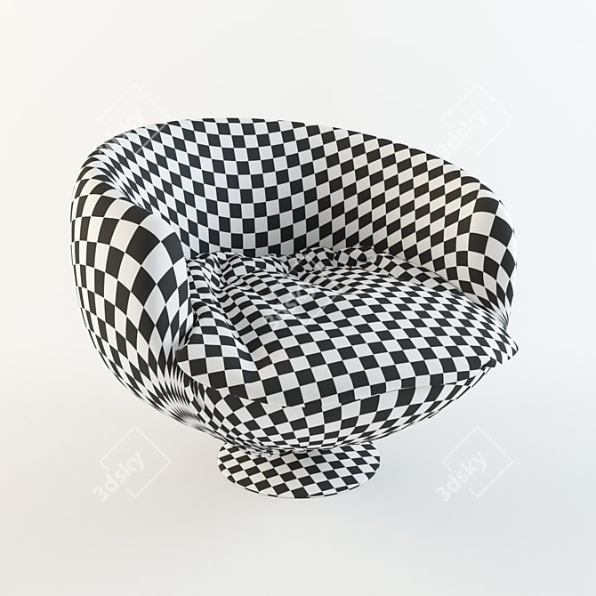 Elegant Mono-Color Chair with Leather Cushion 3D model image 3