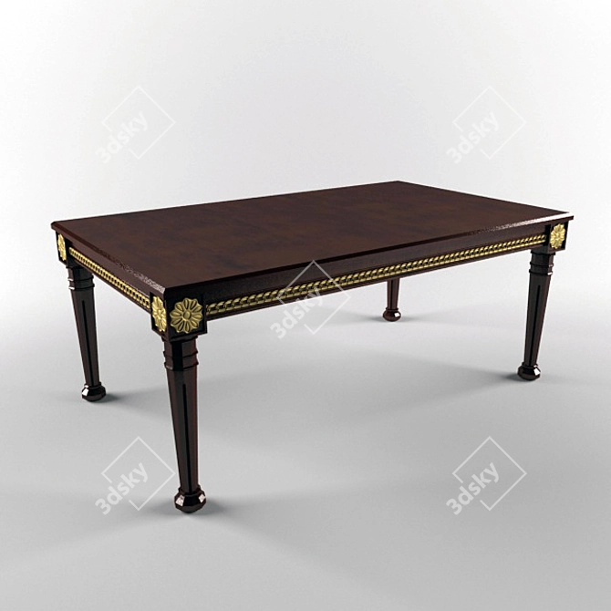 Elegant Wood & Gold Table 3D model image 1