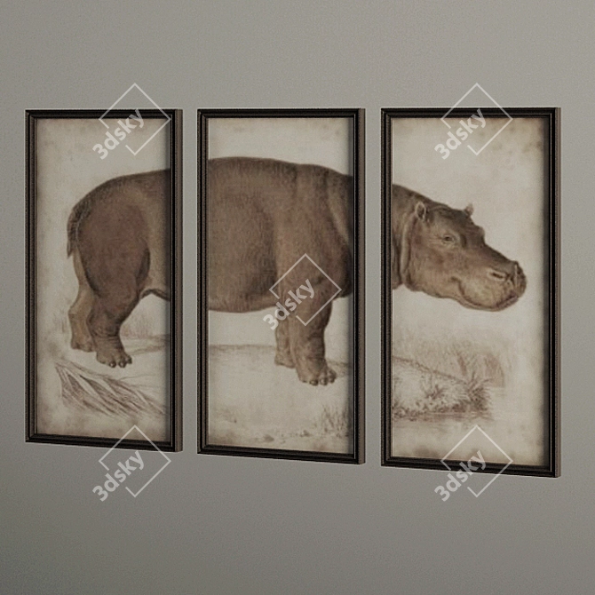 Timothy Oulton Triptych Canvas: 59cm x 130cm x 3cm 3D model image 1