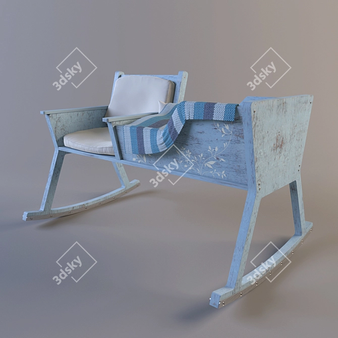 Title: Vintage Cradle Rocking Chair 3D model image 2