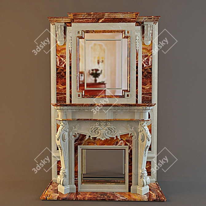 Marble Fireplace Portal 3D model image 1