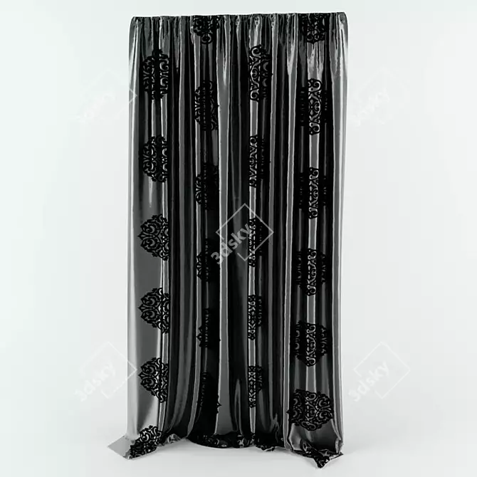 Art Deco Style Curtains 3D model image 2