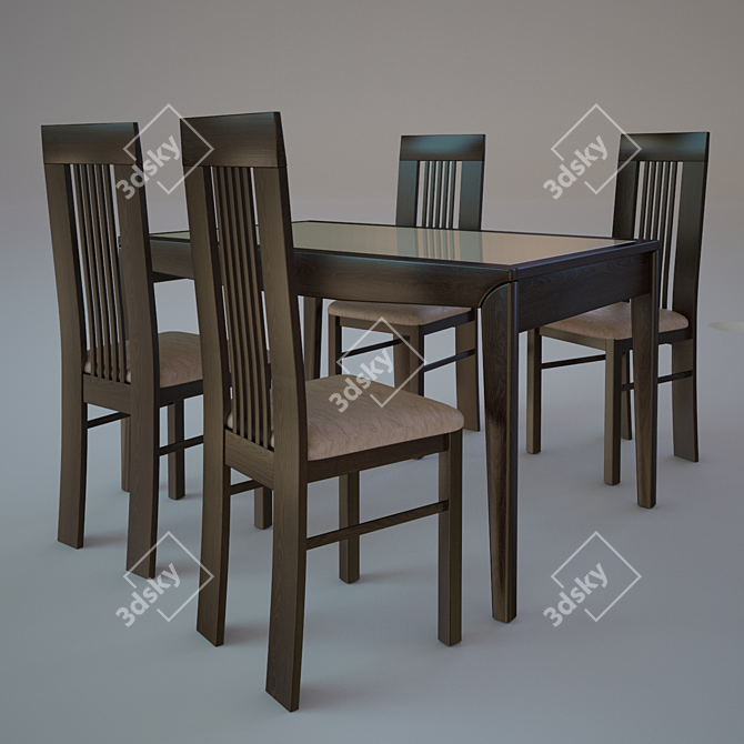 Fenice Dining Set: Alno Table and Amarena Chairs 3D model image 1