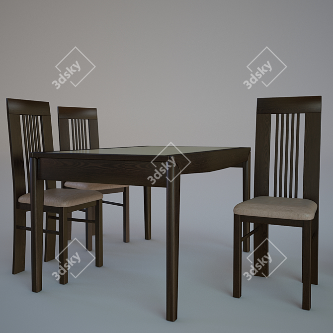 Fenice Dining Set: Alno Table and Amarena Chairs 3D model image 2