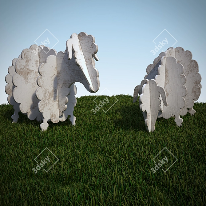 Wooden Sheep Doll 3D model image 1