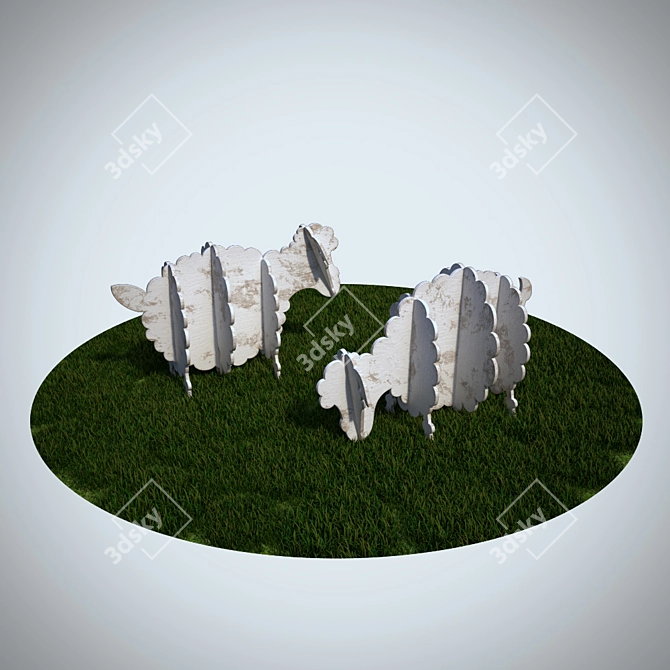 Wooden Sheep Doll 3D model image 2