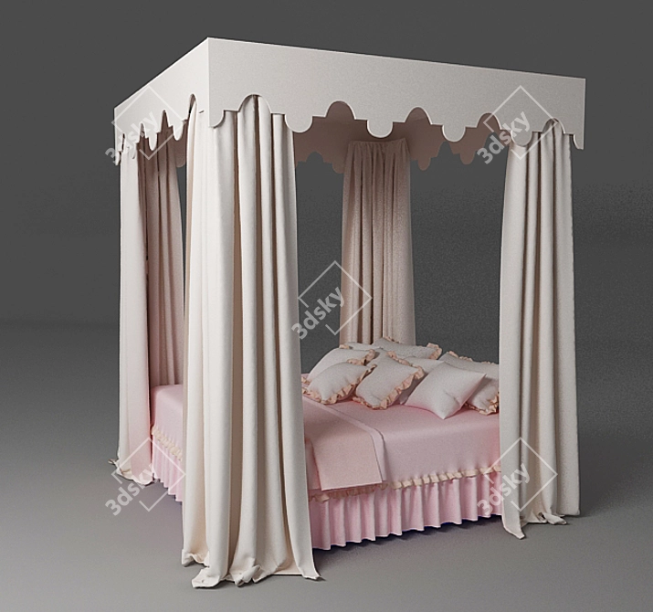 Rectangular Canopy Bed 3D model image 1