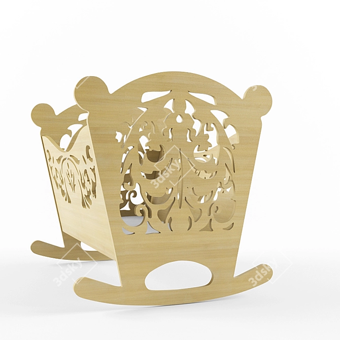 Elegant MDF Cradle with Intricate Design 3D model image 3