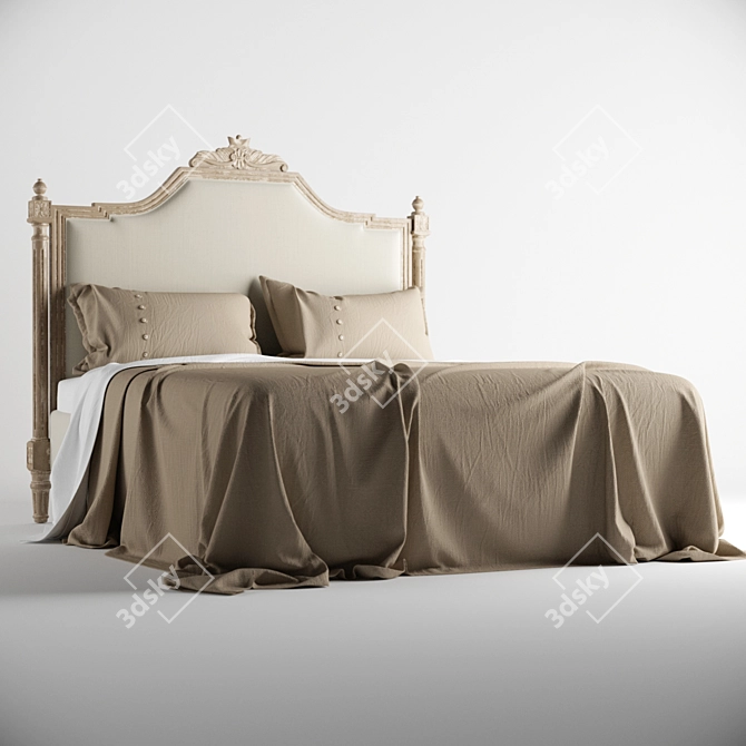 Elegant DB001966 Headboard & DB001915 Bed 3D model image 1