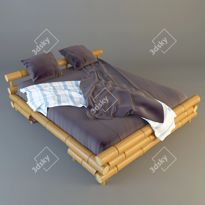 Coastal Bamboo Bed 3D model image 1
