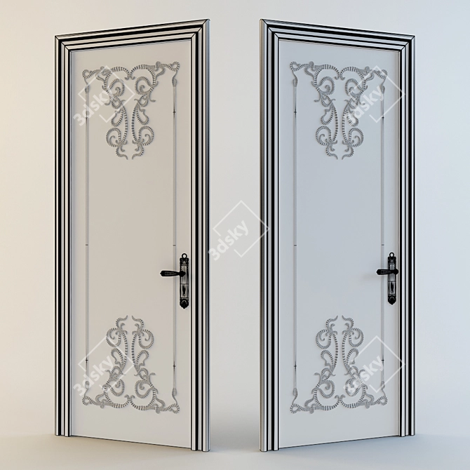 Goldie: Elegant Carved Door 3D model image 2