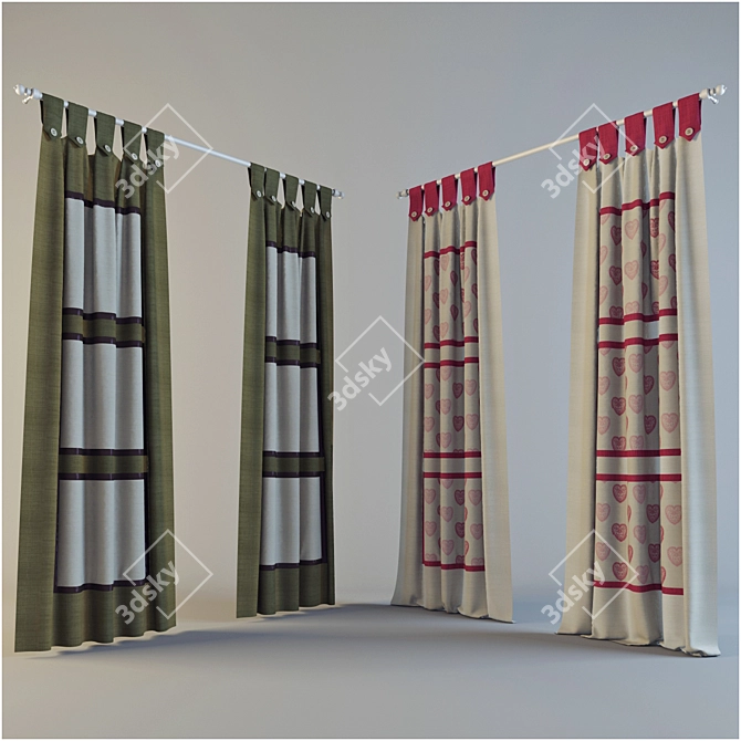 Adorable Nursery Curtains 3D model image 2