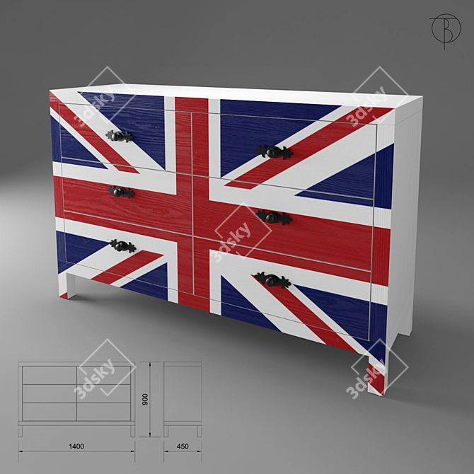 British Flag Dresser 3D model image 1