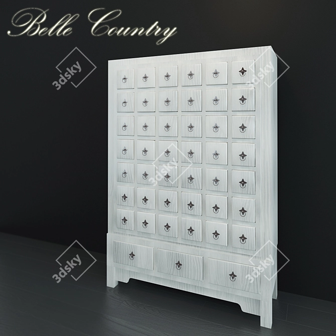 Elegant 45-Drawer White Chest 3D model image 1